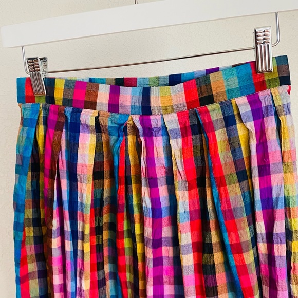 Vintage 70’s Retro Mod Handmade High Waisted Pleated Rainbow Long Skirt - Picture 2 of 7